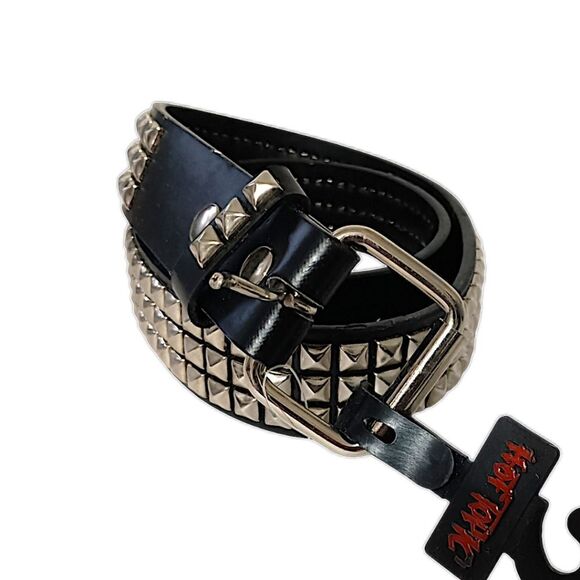 Hot Topic Pyramid Studded Belt 34 NEW FAUX Black Leather Studs Punk Goth Rocker. - Picture 2 of 16